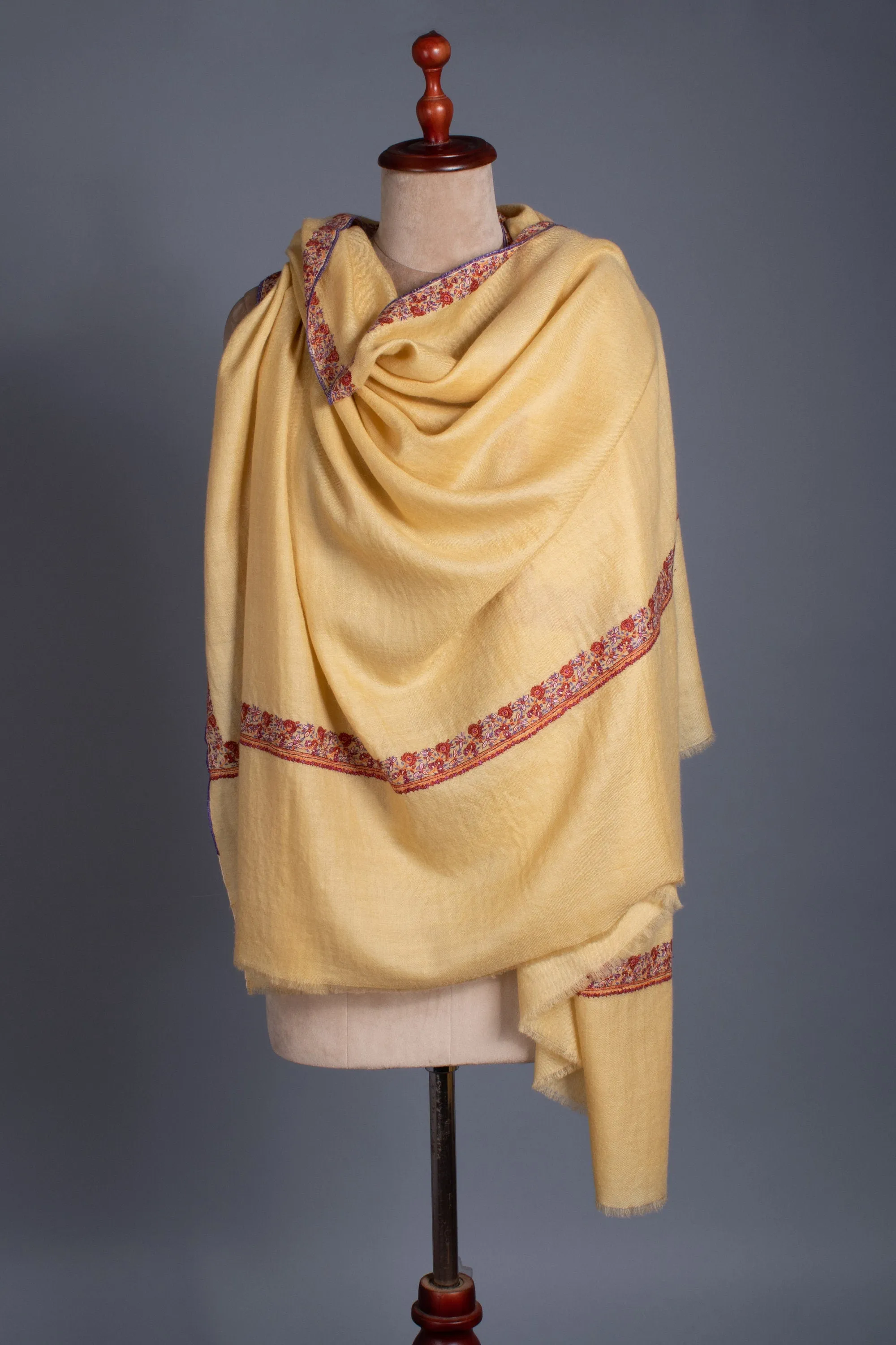 Buttermilk color, Luxury Scarves, Kashmir Pashmina, Handmade Gifts, Christmas Presents, 40x80" - FATEHABAD