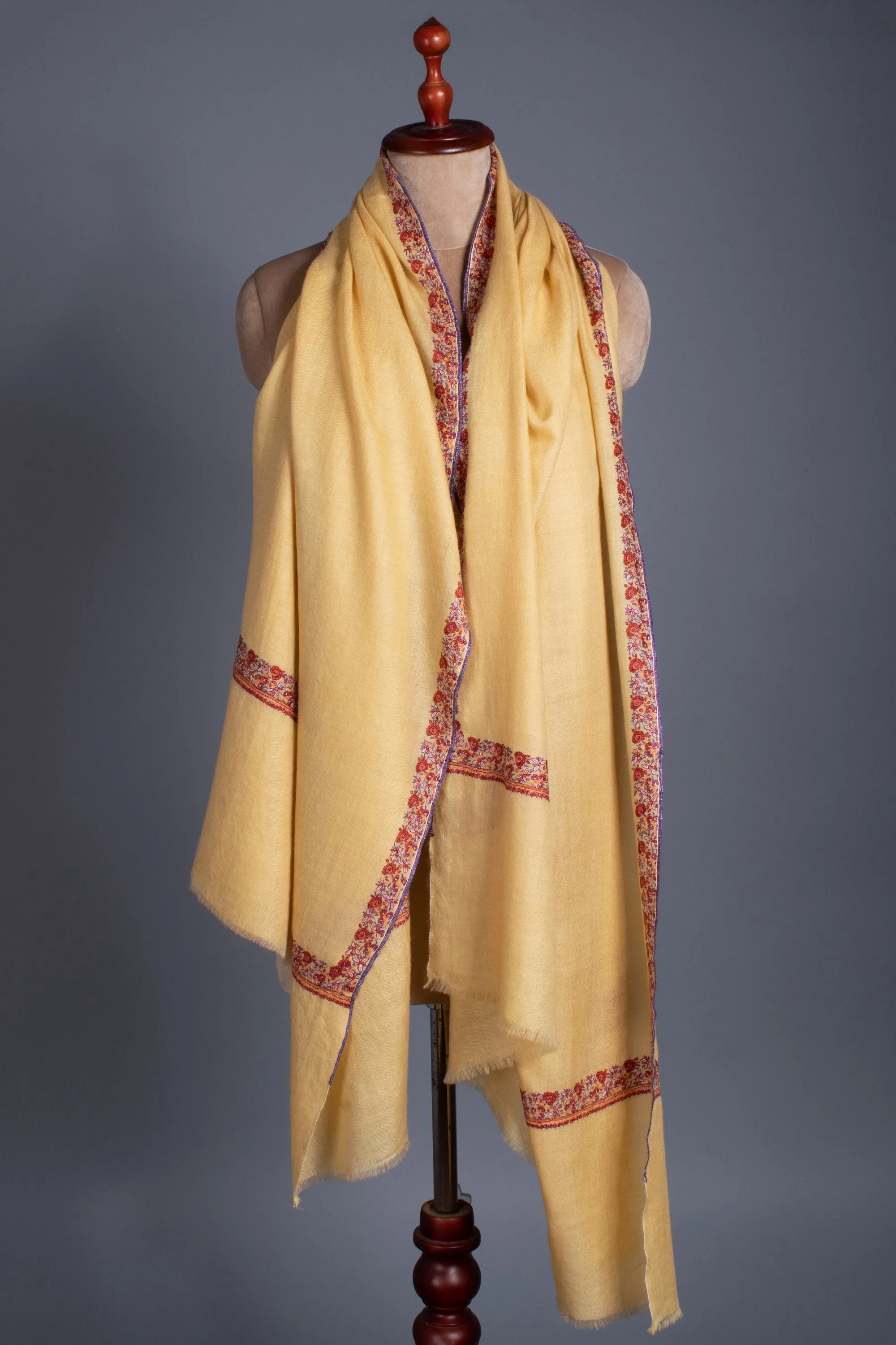 Buttermilk color, Luxury Scarves, Kashmir Pashmina, Handmade Gifts, Christmas Presents, 40x80" - FATEHABAD