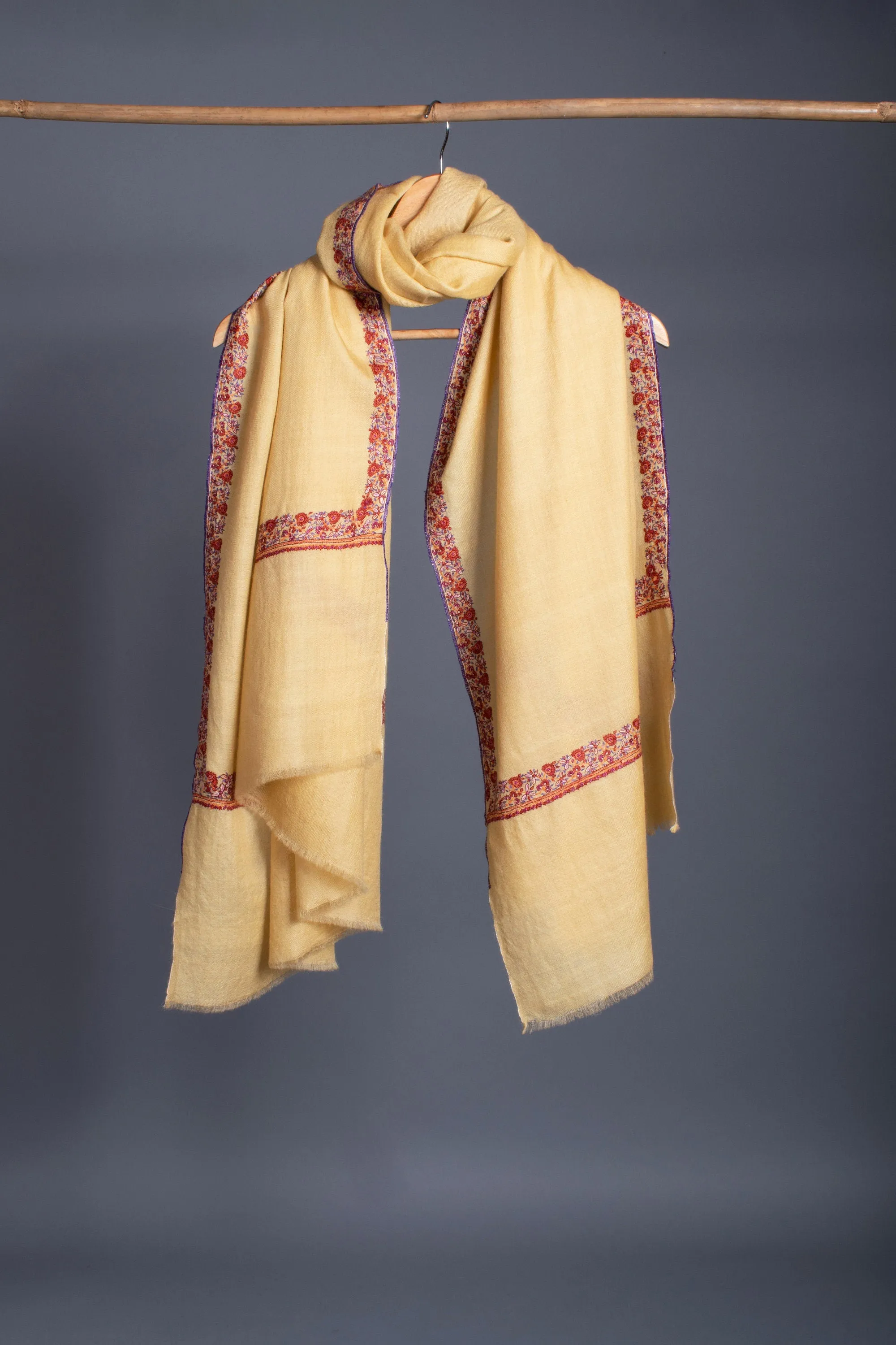 Buttermilk color, Luxury Scarves, Kashmir Pashmina, Handmade Gifts, Christmas Presents, 40x80" - FATEHABAD