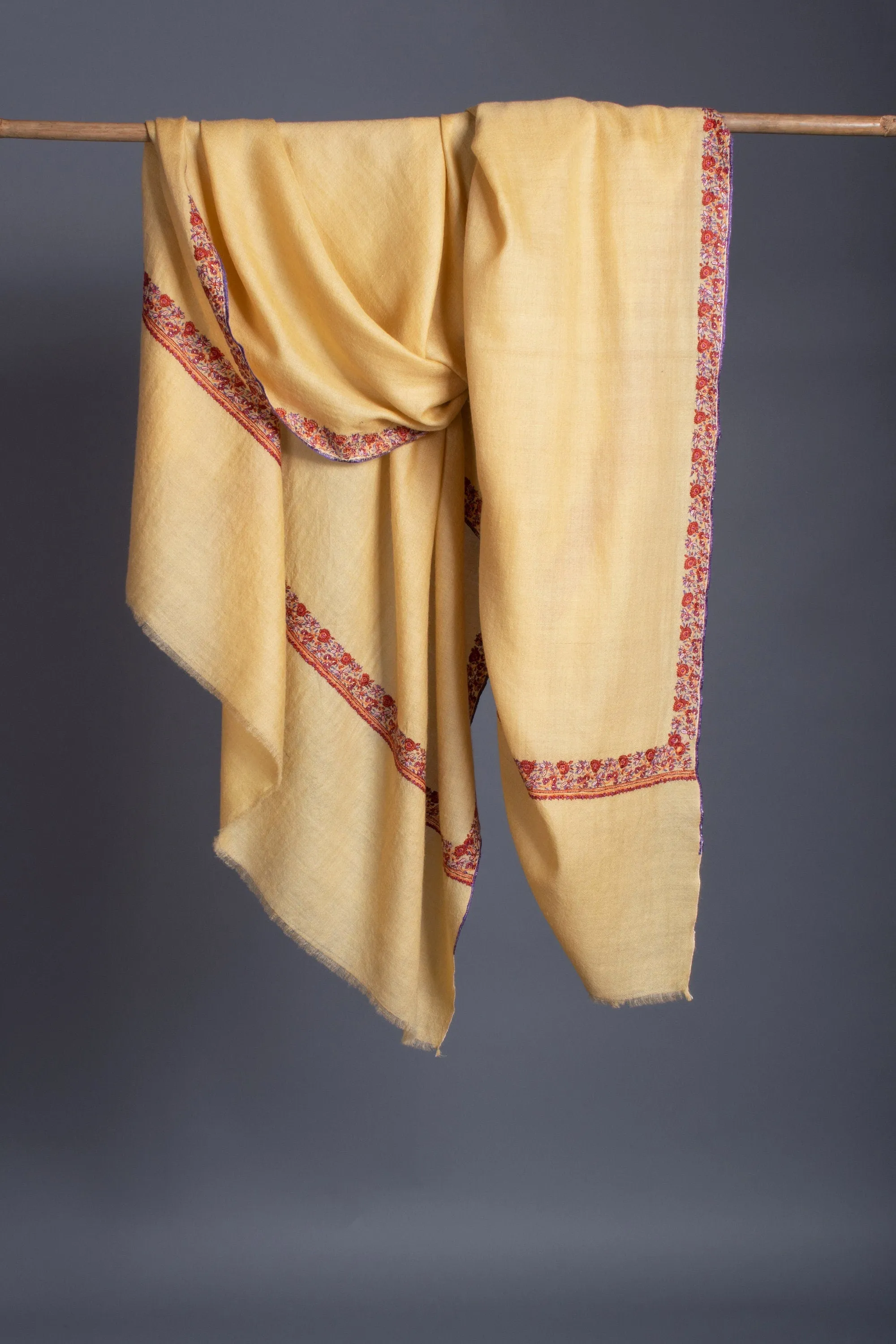 Buttermilk color, Luxury Scarves, Kashmir Pashmina, Handmade Gifts, Christmas Presents, 40x80" - FATEHABAD