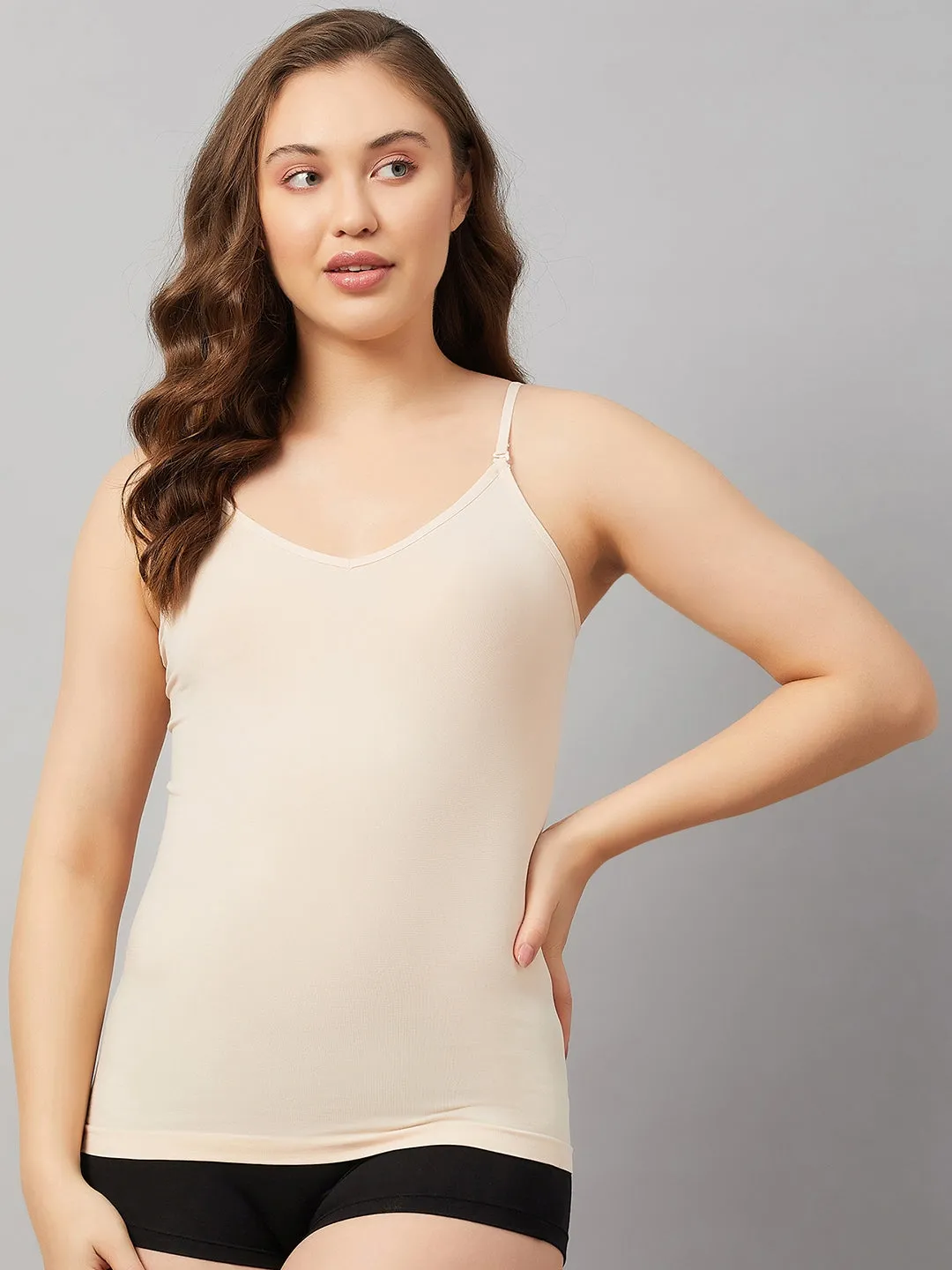C9 Airwear Seamless Women V Neck Line Camisole - Nude