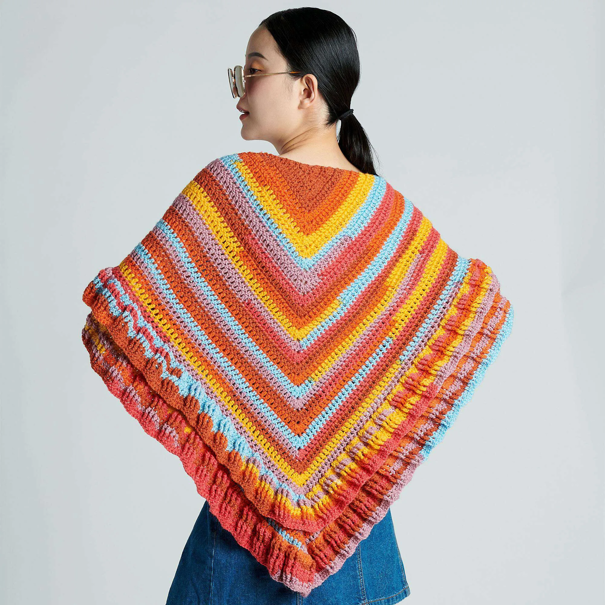 Caron Crochet Ruffled Shawl