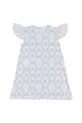 Cecil & Lou Girls Rose and Blue Bow Knit Dress