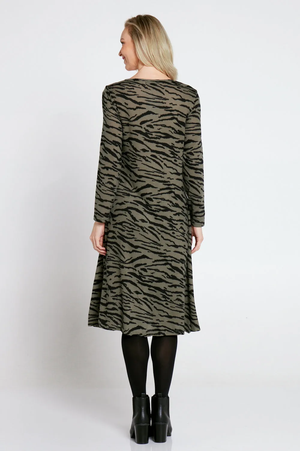 Christobel Winter Knit Dress - Khaki Animal