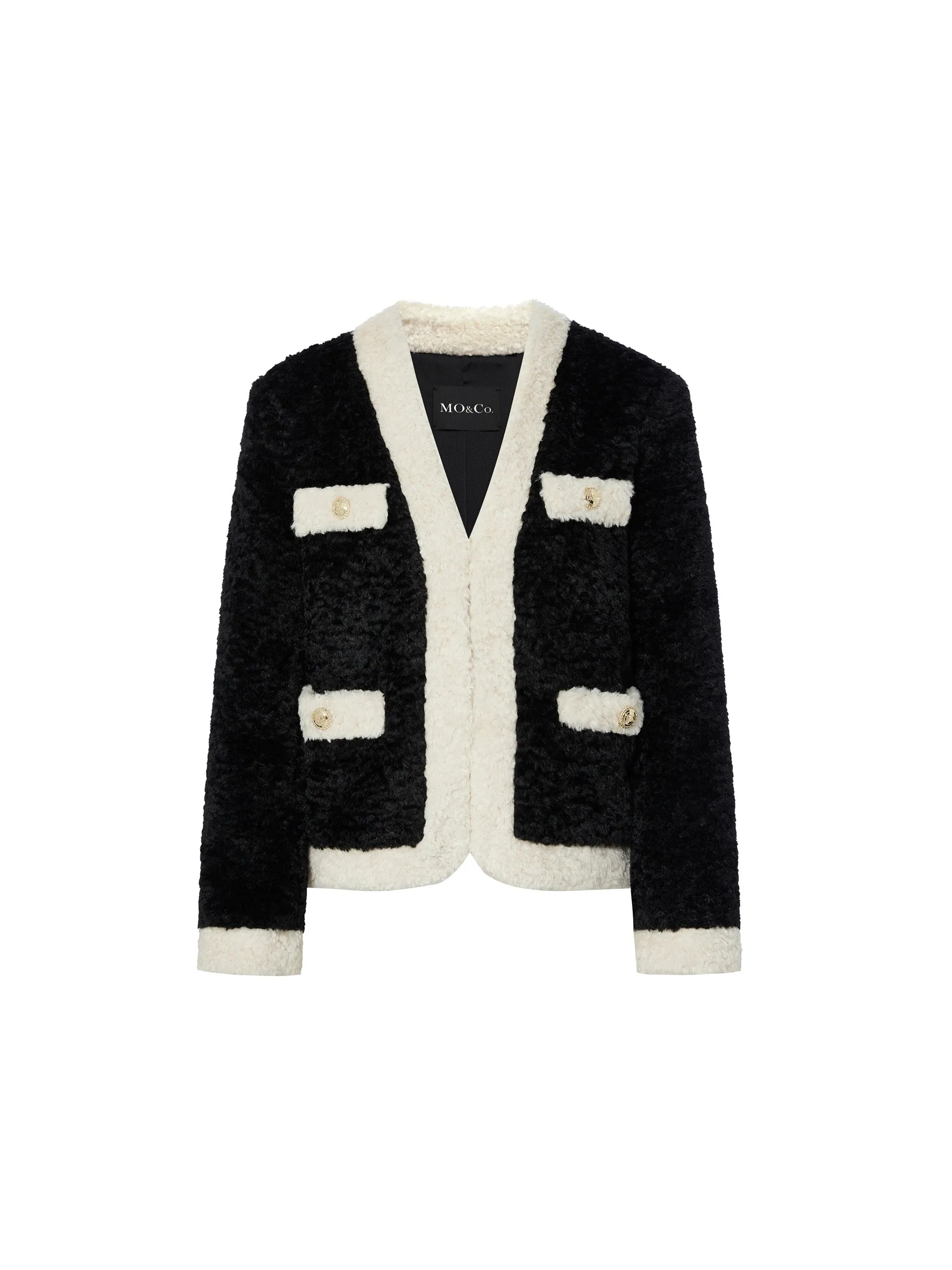 Contrast Textured Crop Jacket