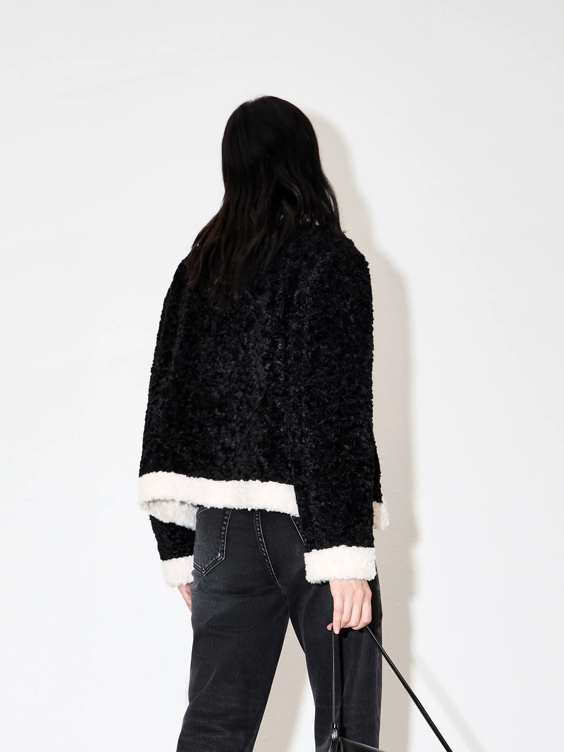 Contrast Textured Crop Jacket