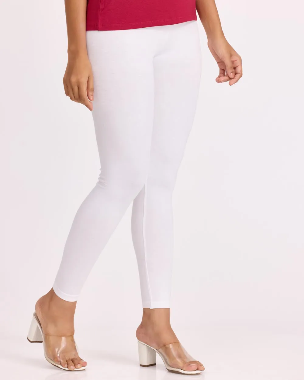 Cotton Ankle Legging - White