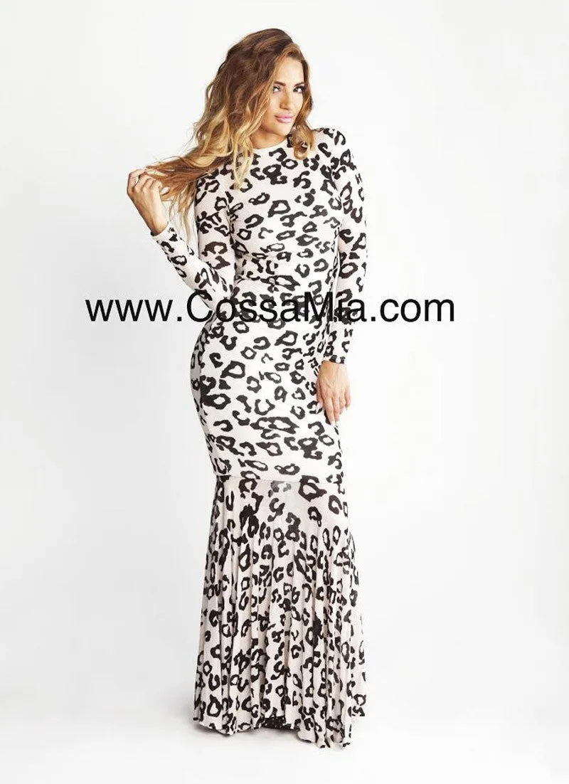 Cream Leopard Mermaid Dress