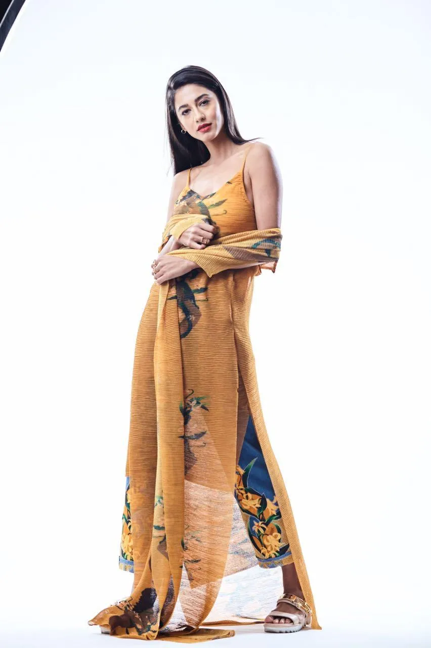 Crinkled Naked Print Camisole Dress