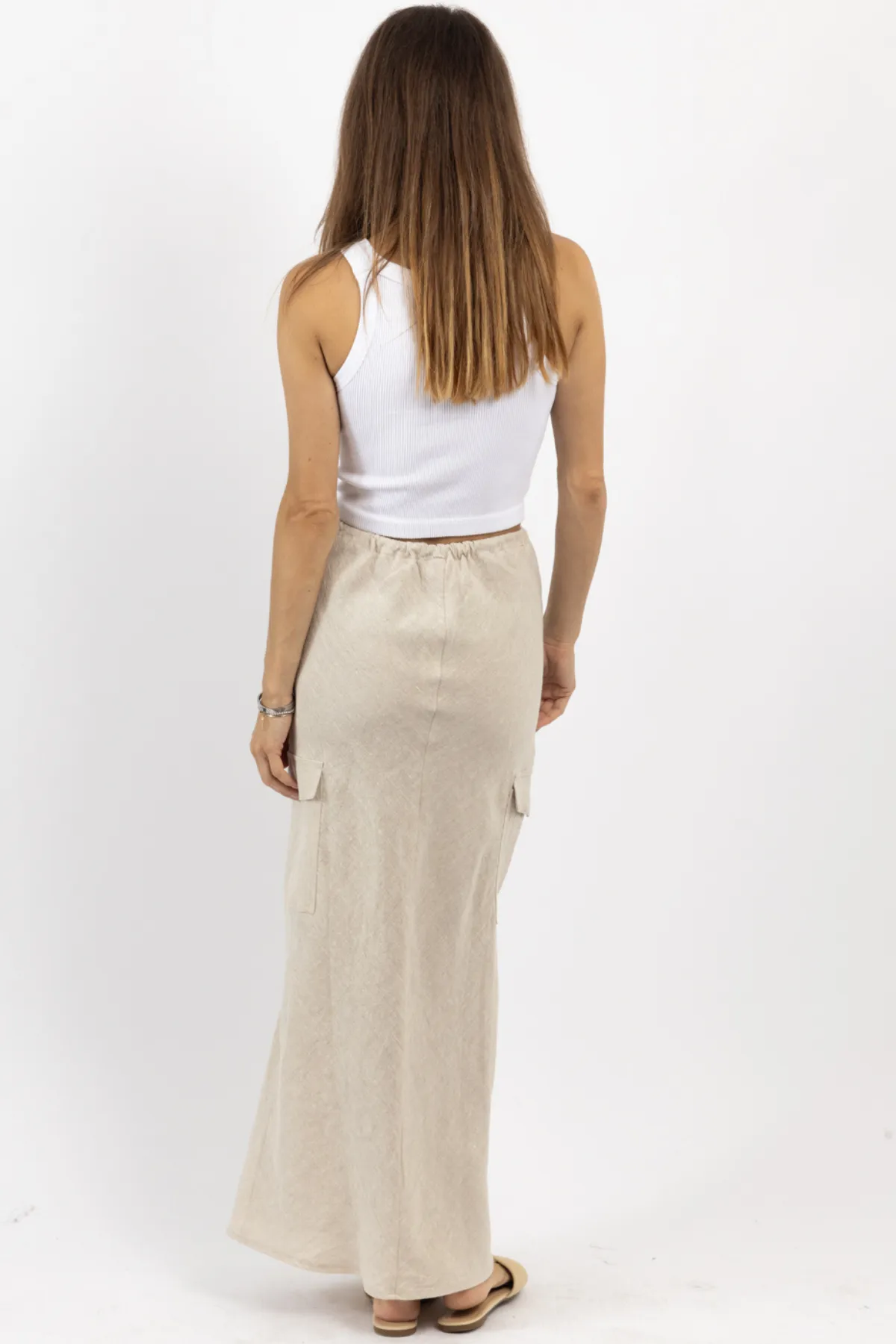 FARRAH TAN LINEN SKIRT *BACK IN STOCK*