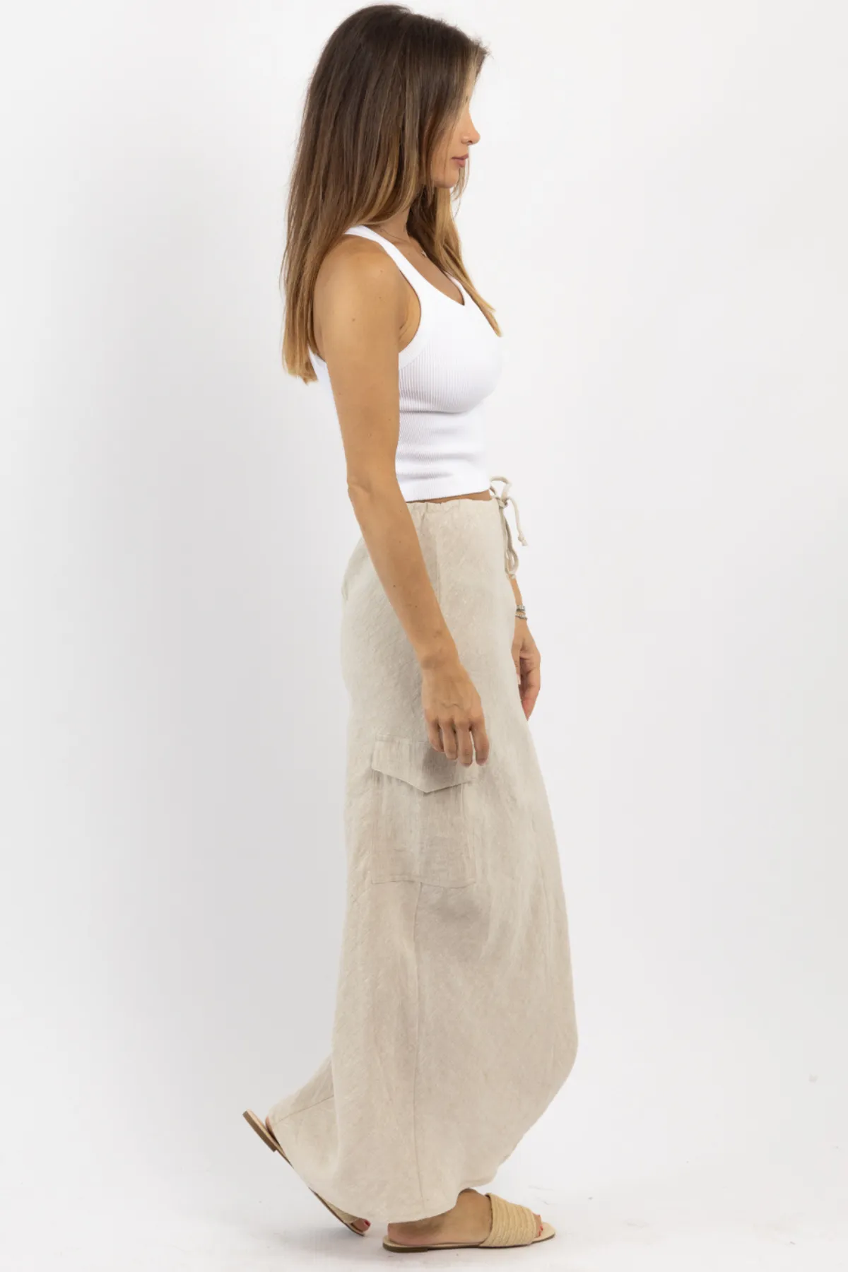 FARRAH TAN LINEN SKIRT *BACK IN STOCK*