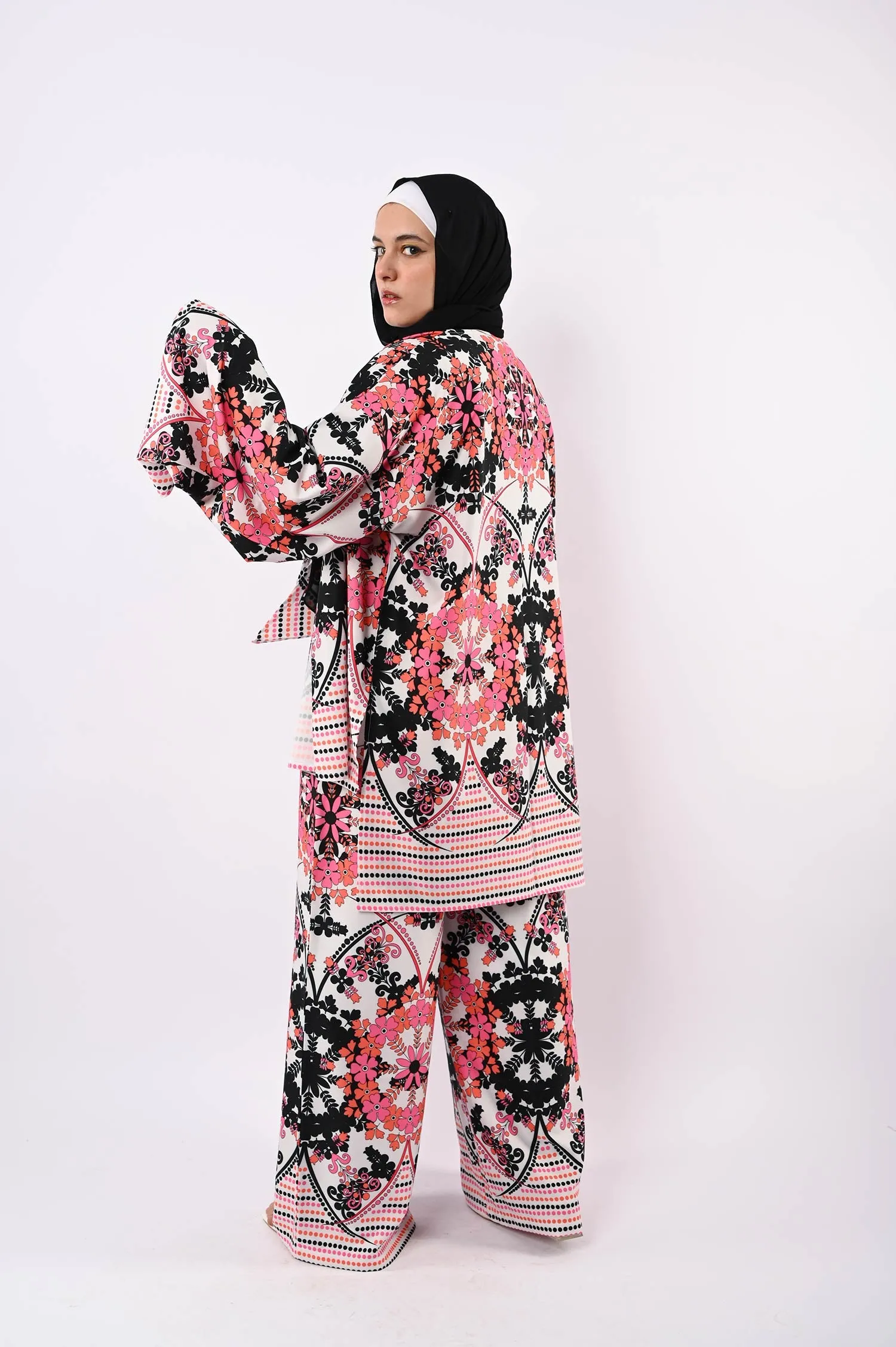 Floral Ribbed Soft kimono - Allura