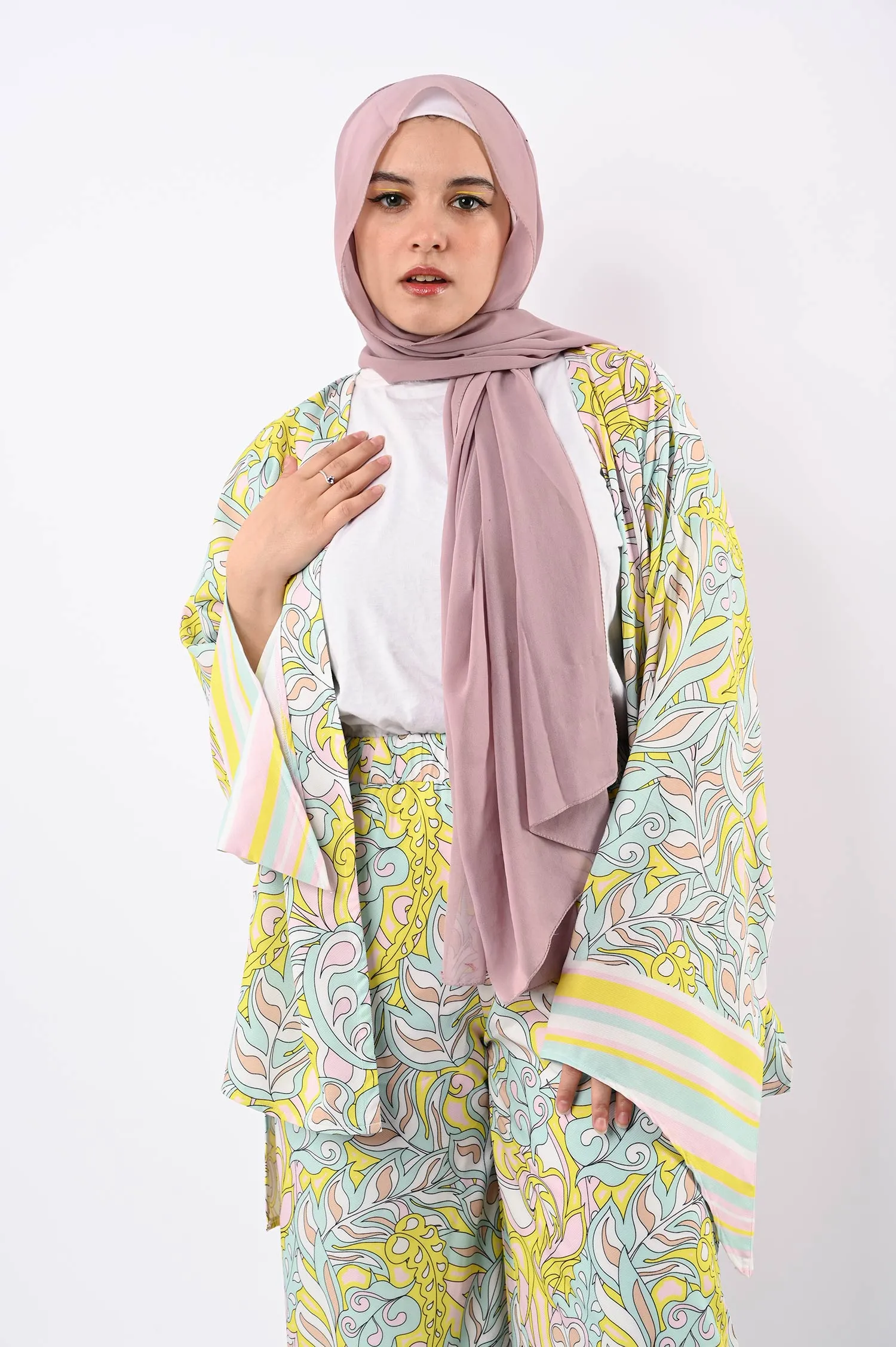 Floral Ribbed Soft kimono - Allura