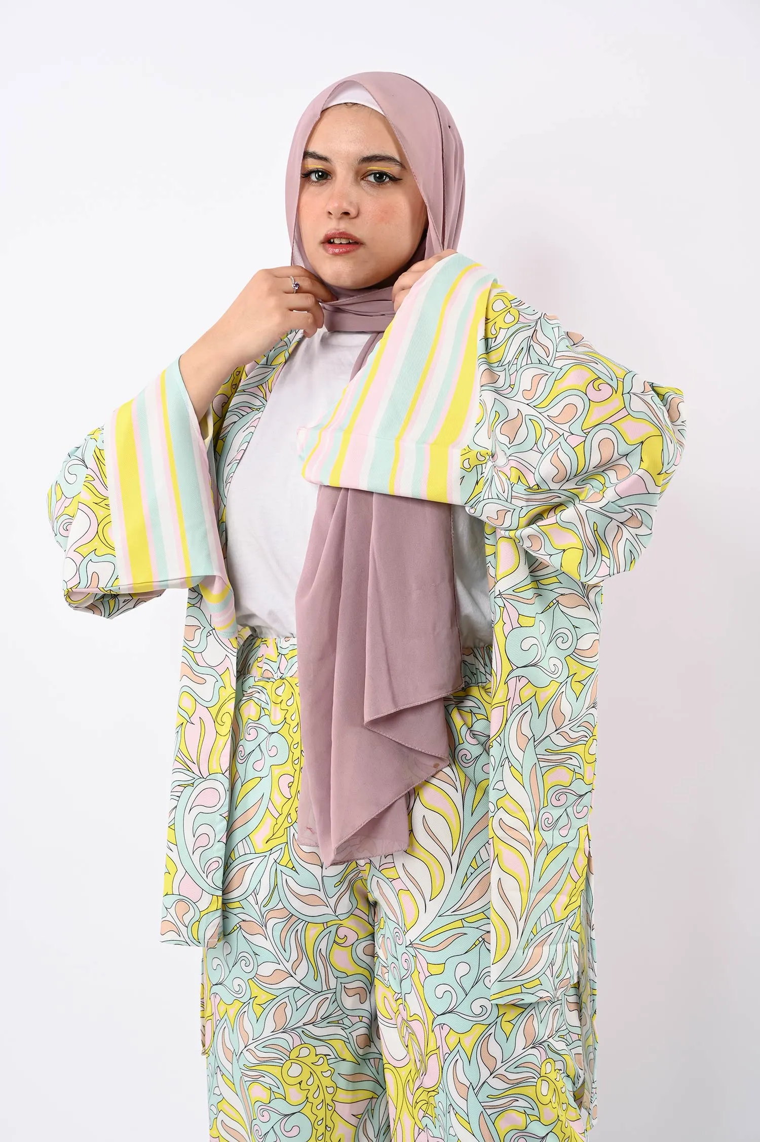 Floral Ribbed Soft kimono - Allura