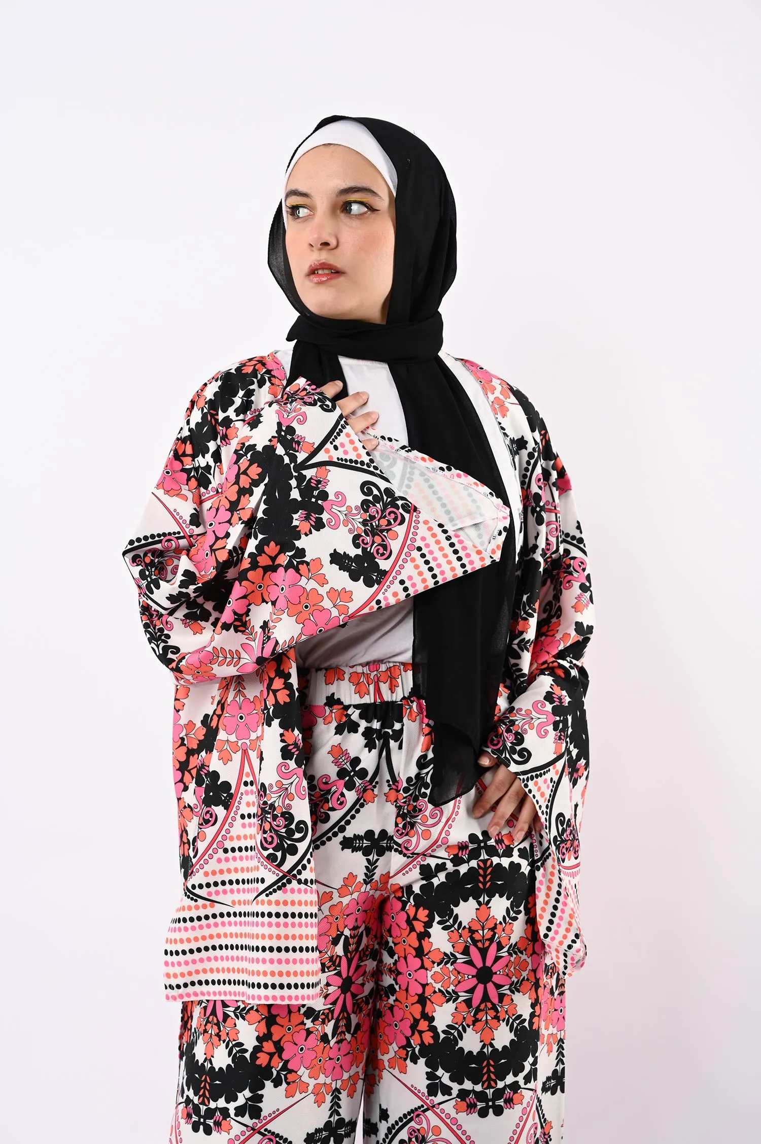 Floral Ribbed Soft kimono - Allura