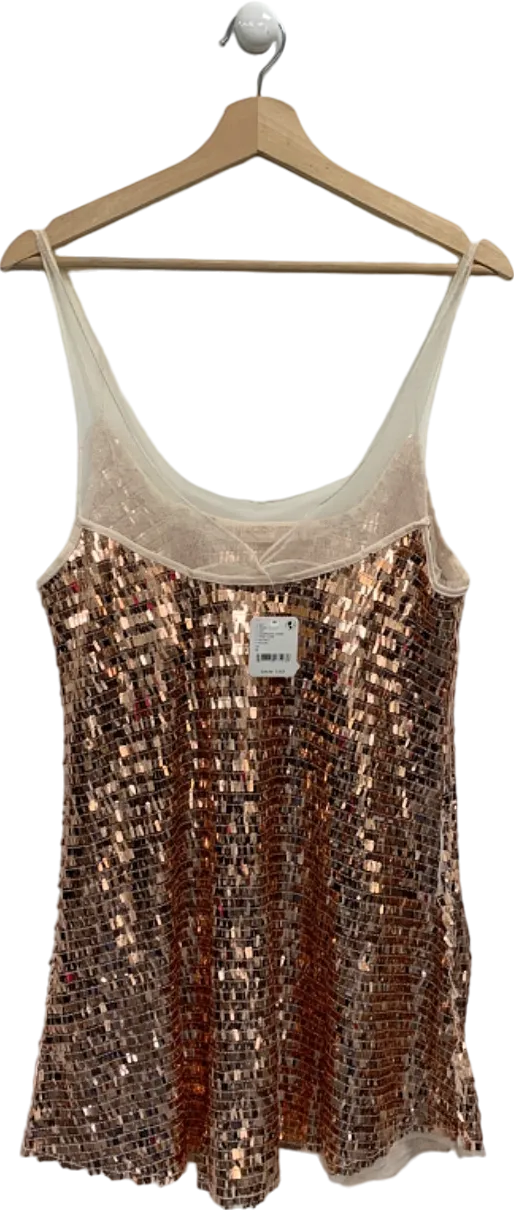 Free People Champagne Combo Sequin Camisole UK S