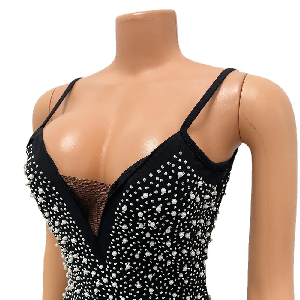 Funki Buys | Dresses | Women's Beaded Pearl Bodycon Dress