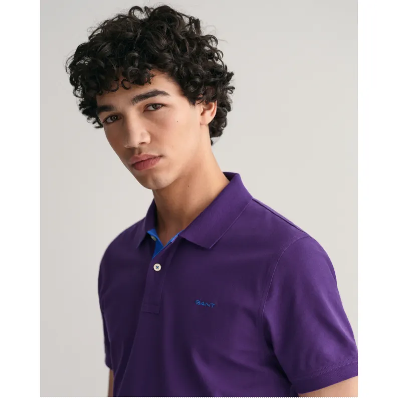 GANT Contrast Stretch Piqué Polo Shirt 2062026 Pansy Purple