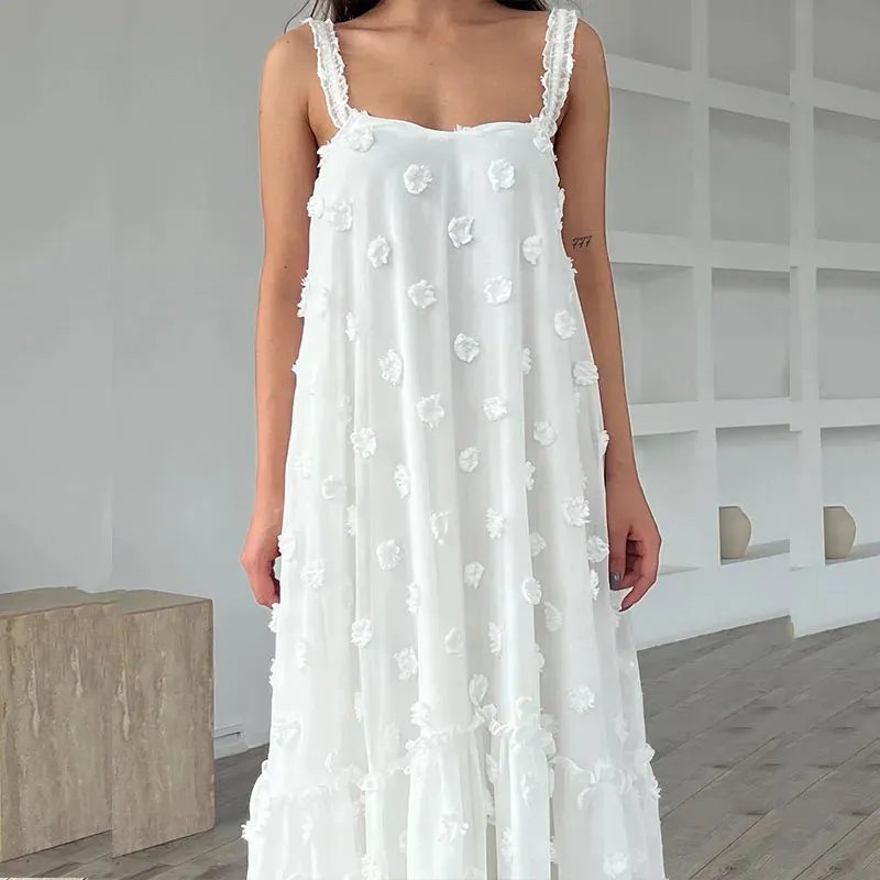 Girlary Lady Casual Solid Color Big Hem Dress Elegant Off Shoulder Long Party Dress Summer Fashion Temperament Holiday Beach Sling Dress