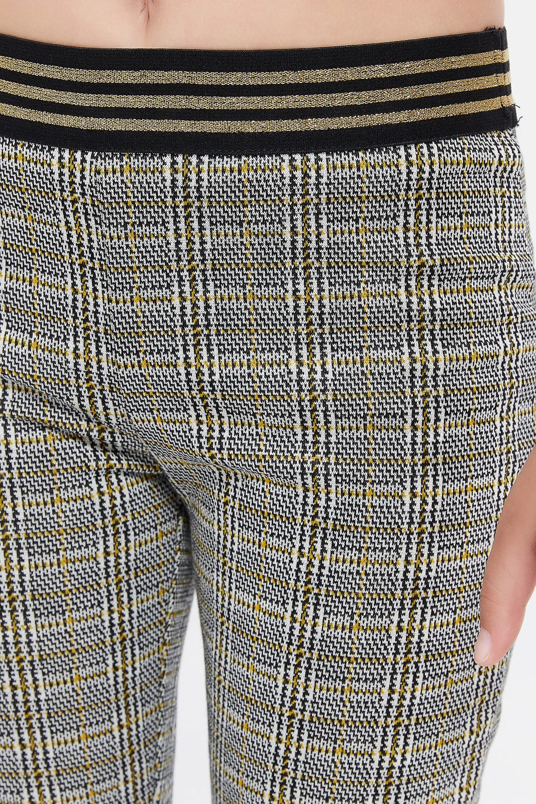 Girls Grey Check Leggings
