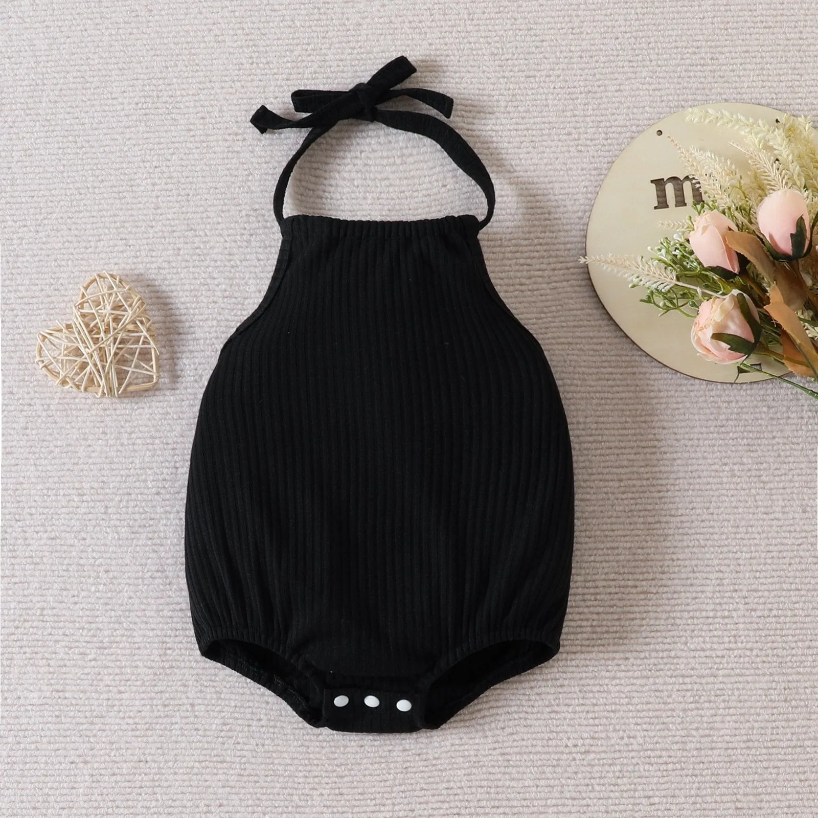 Girls Summer Neck Halter Flared Pants Suit Wholesale Girls Clothes