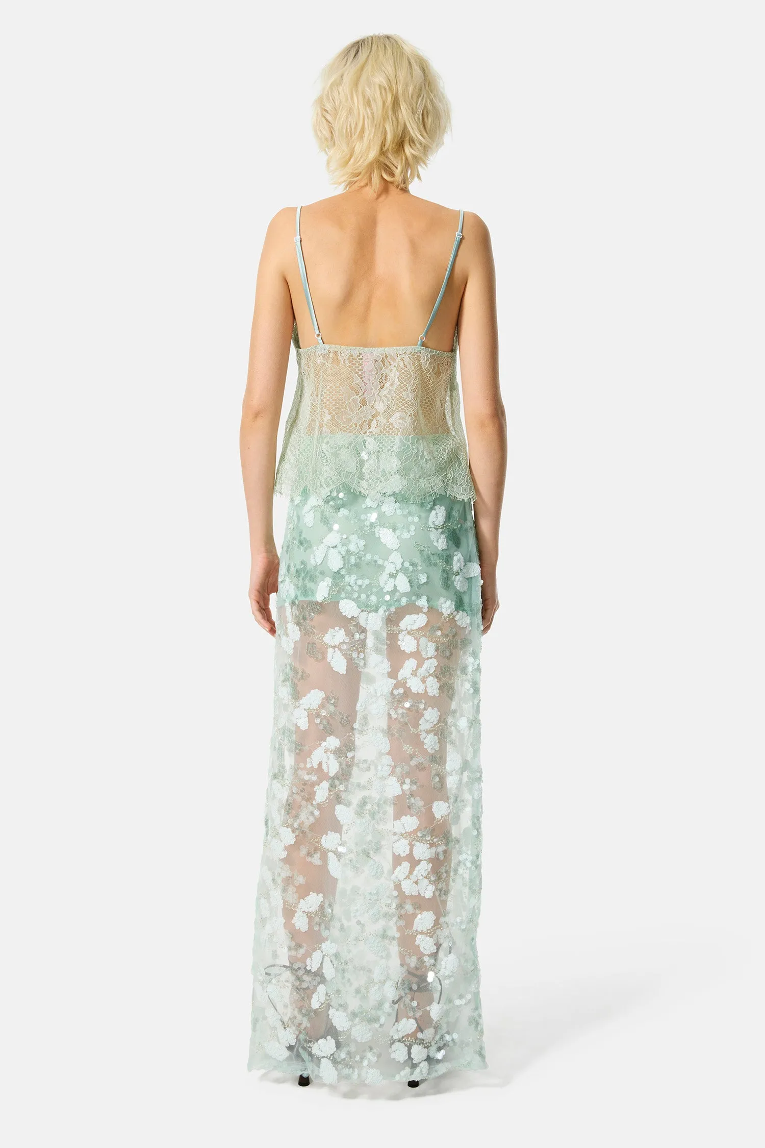 green carnation lace top