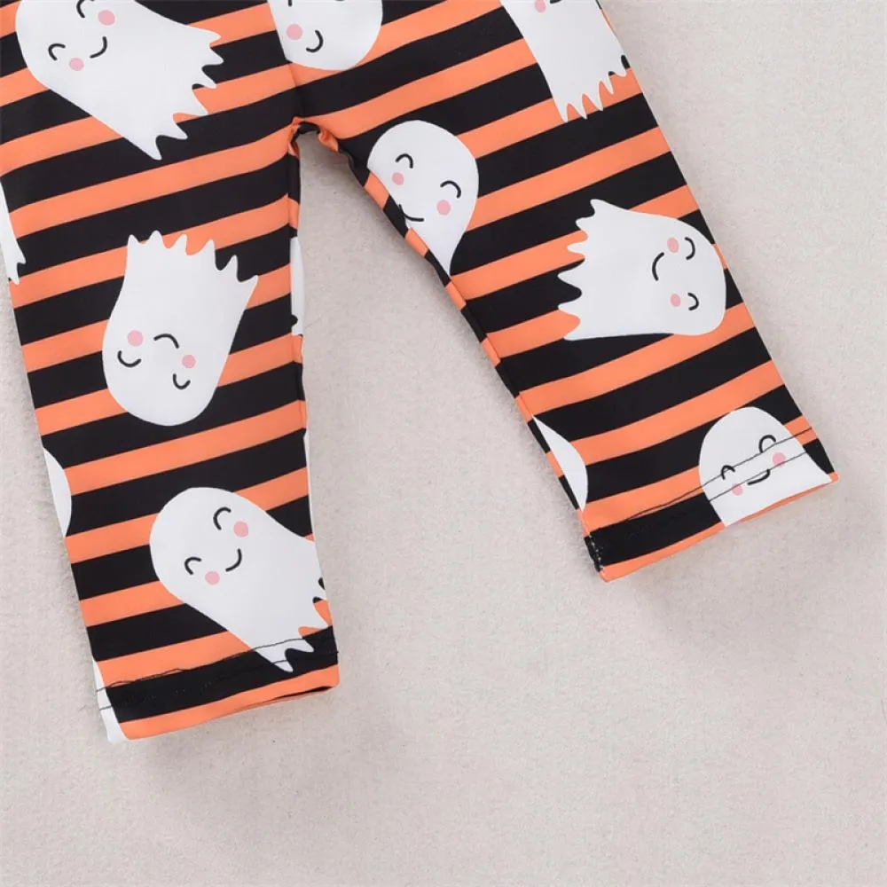 Halloween Pumpkin Girls Set Girls Bow Long Sleeve Pumpkin Flared Pants Set Wholesale Girls Clothes