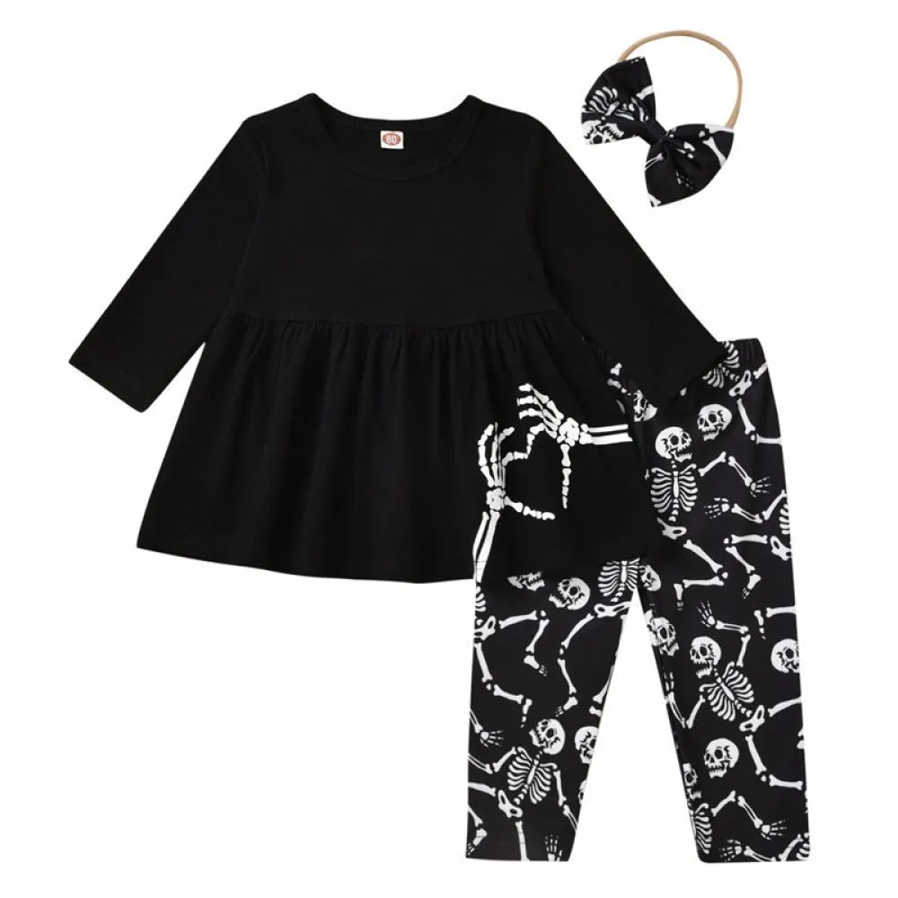 Halloween Pumpkin Girls Set Girls Bow Long Sleeve Pumpkin Flared Pants Set Wholesale Girls Clothes