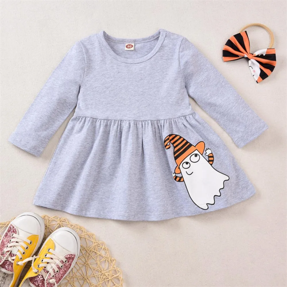 Halloween Pumpkin Girls Set Girls Bow Long Sleeve Pumpkin Flared Pants Set Wholesale Girls Clothes