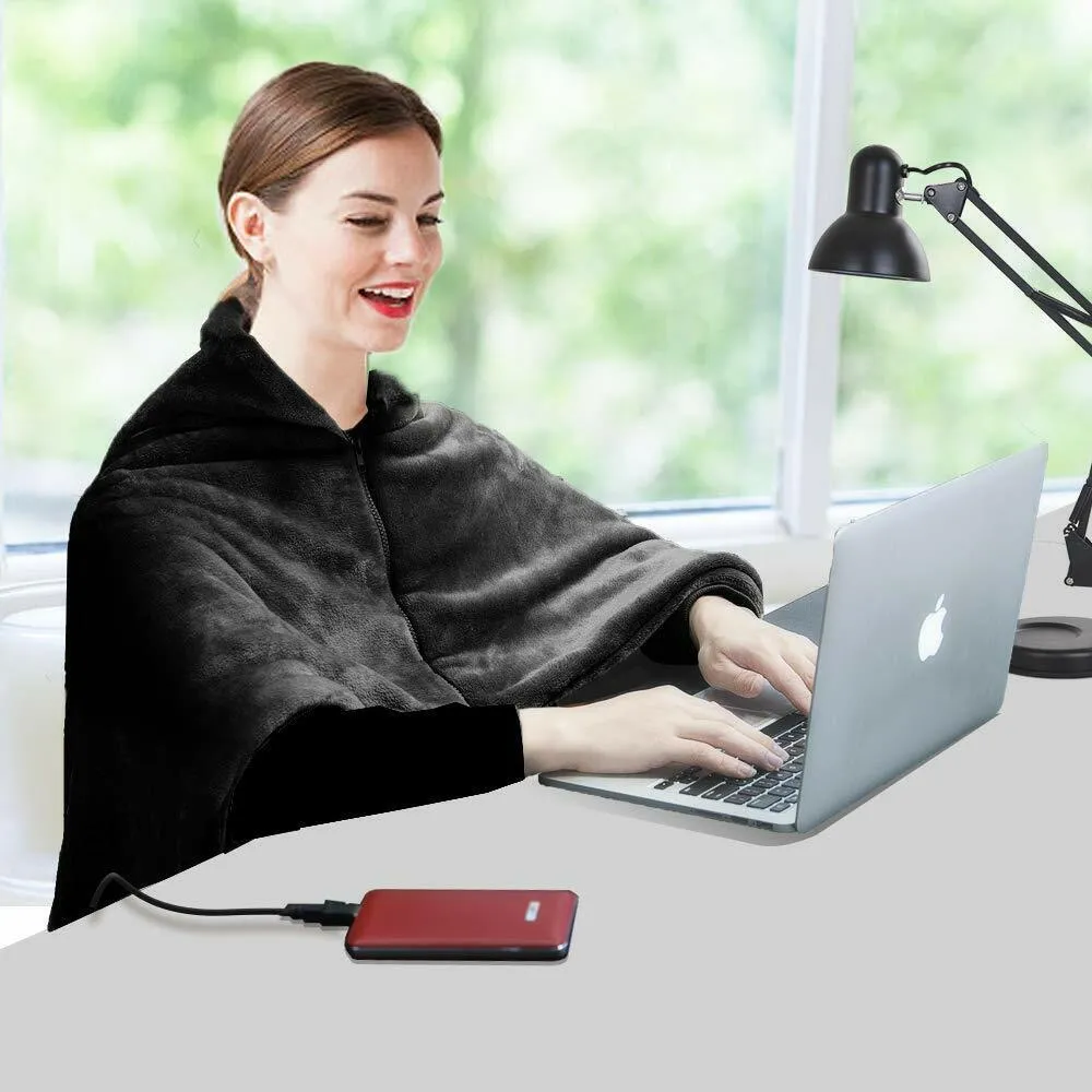 Heated Shawl, Soft Warm Heated Throw Blanket with Pillowcase, Flannel Blanket