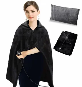 Heated Shawl, Soft Warm Heated Throw Blanket with Pillowcase, Flannel Blanket