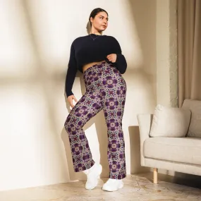 High-Rise Flared Leggings Purple Roses