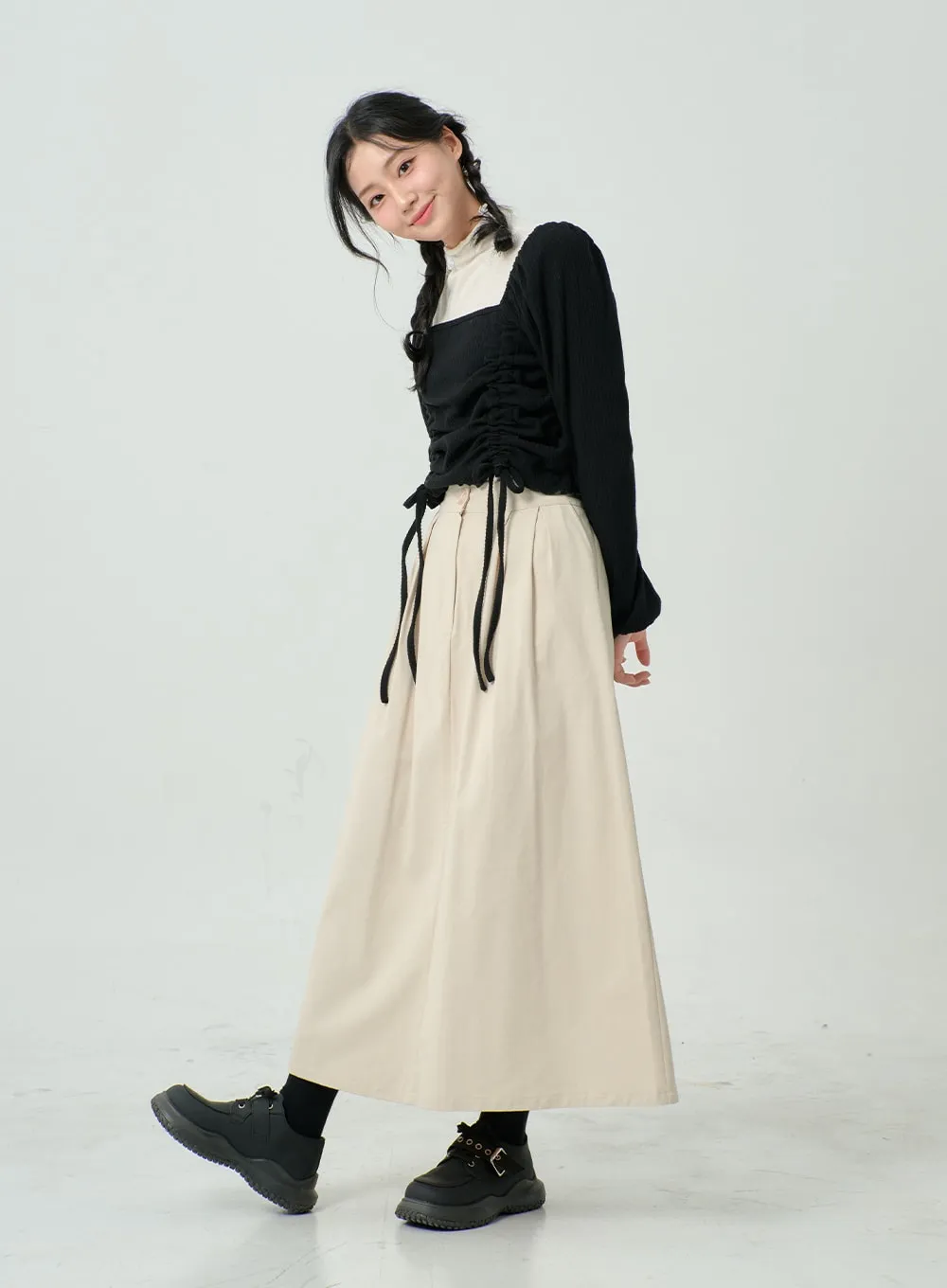 High Waist Bending Long Skirt BN03