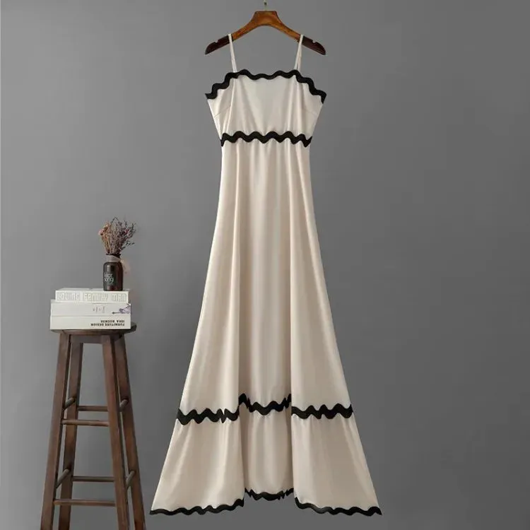 Holiday Beach Splicing Big Swing Summer New Fashion Strap Women Boho Long Strapless Maxi Dress