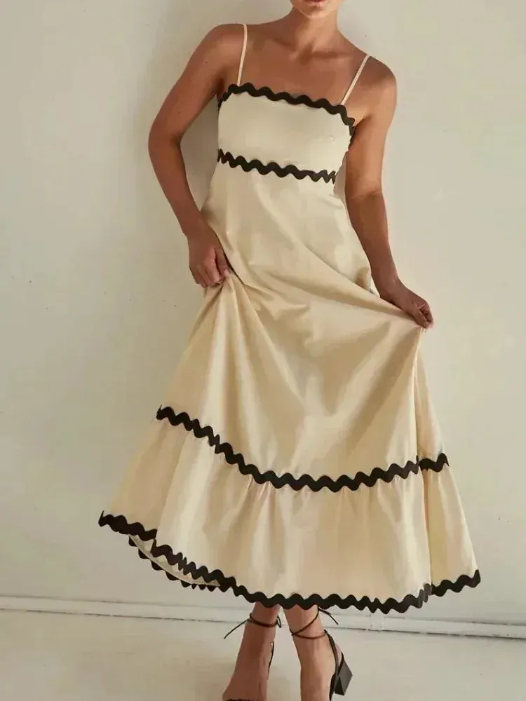 Holiday Beach Splicing Big Swing Summer New Fashion Strap Women Boho Long Strapless Maxi Dress