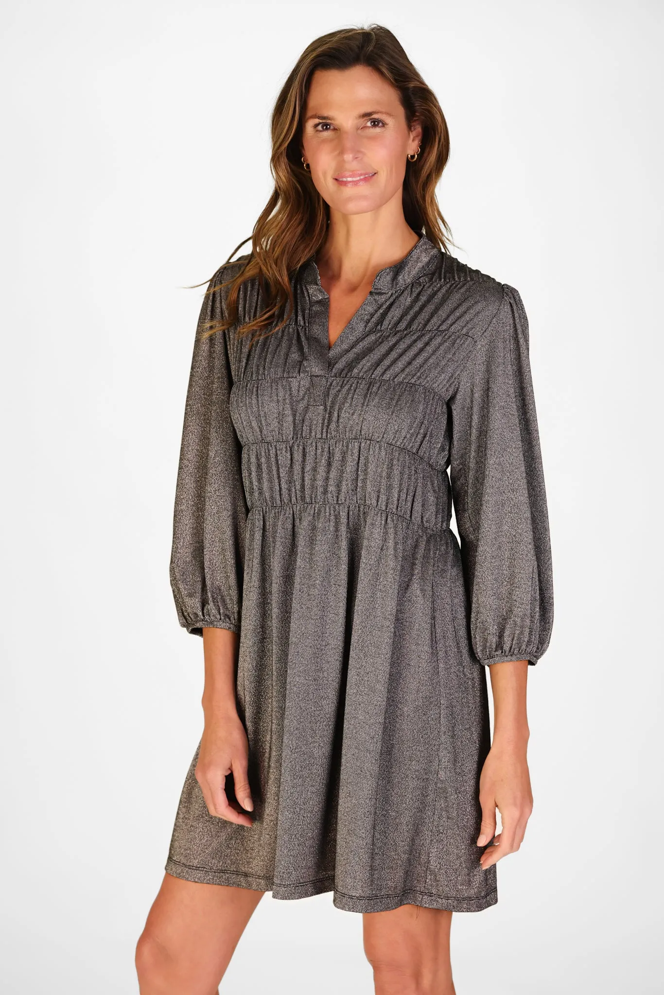 Hyacinth Dress in Black Silky Shimmer Knit