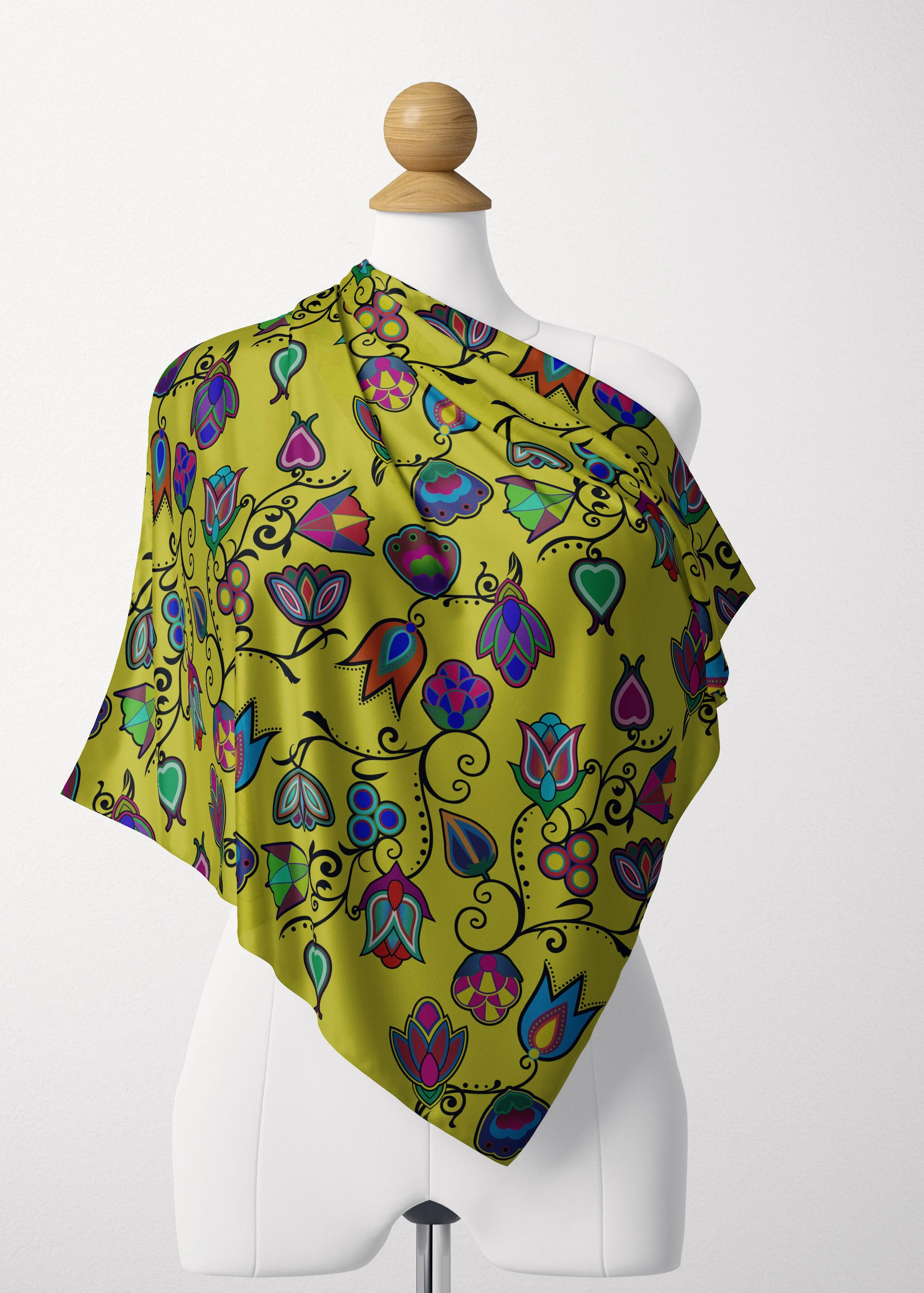 Indigenous Paisley Yellow Satin Shawl