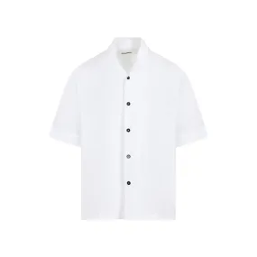 JIL SANDER French Blue Cotton Shirt with Short Sleeves for Men