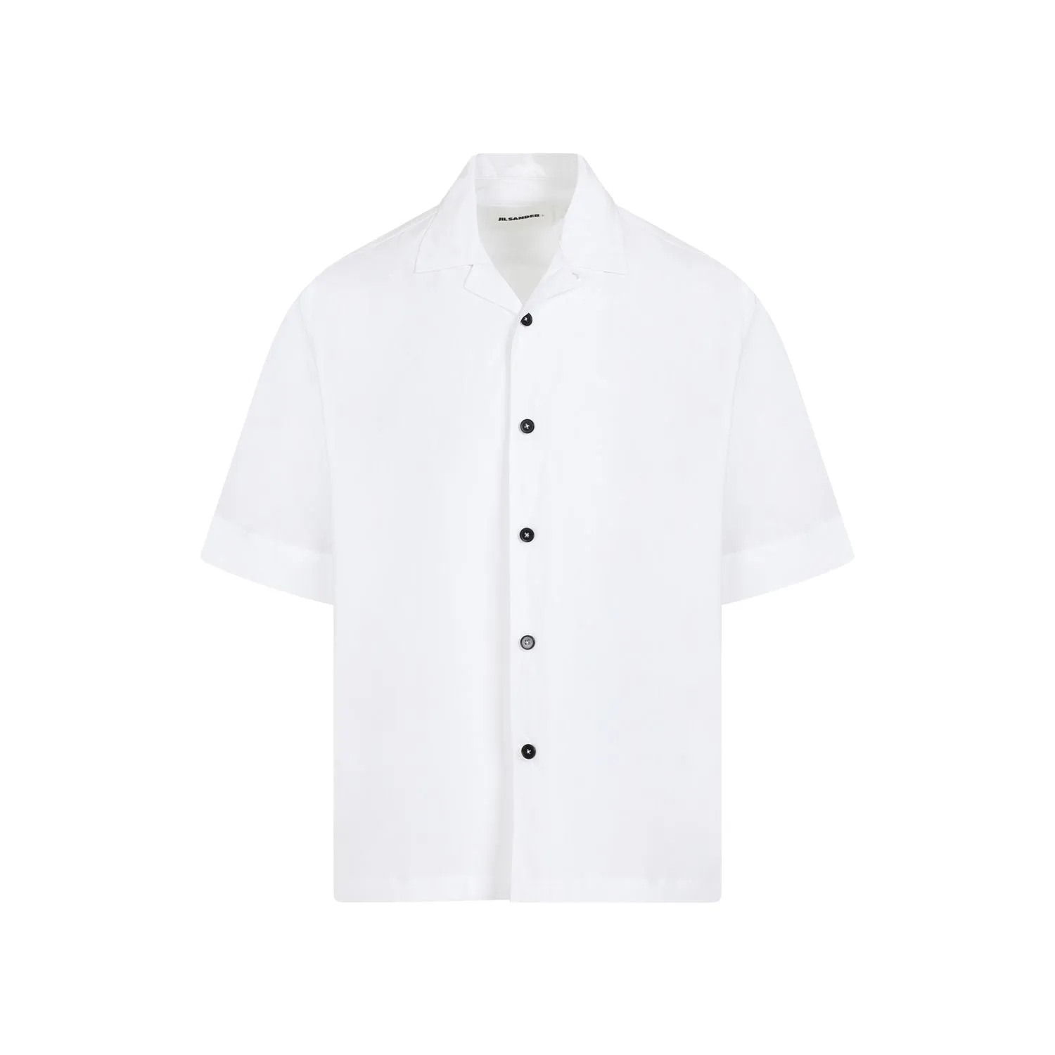 JIL SANDER French Blue Cotton Shirt with Short Sleeves for Men