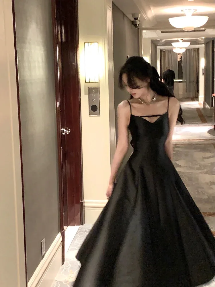 Joskaa Elegant Black Princess Big Hem Long Dresses for Women Summer New Korean Sleeveless A-line Evening Wedding Party Female Clothing