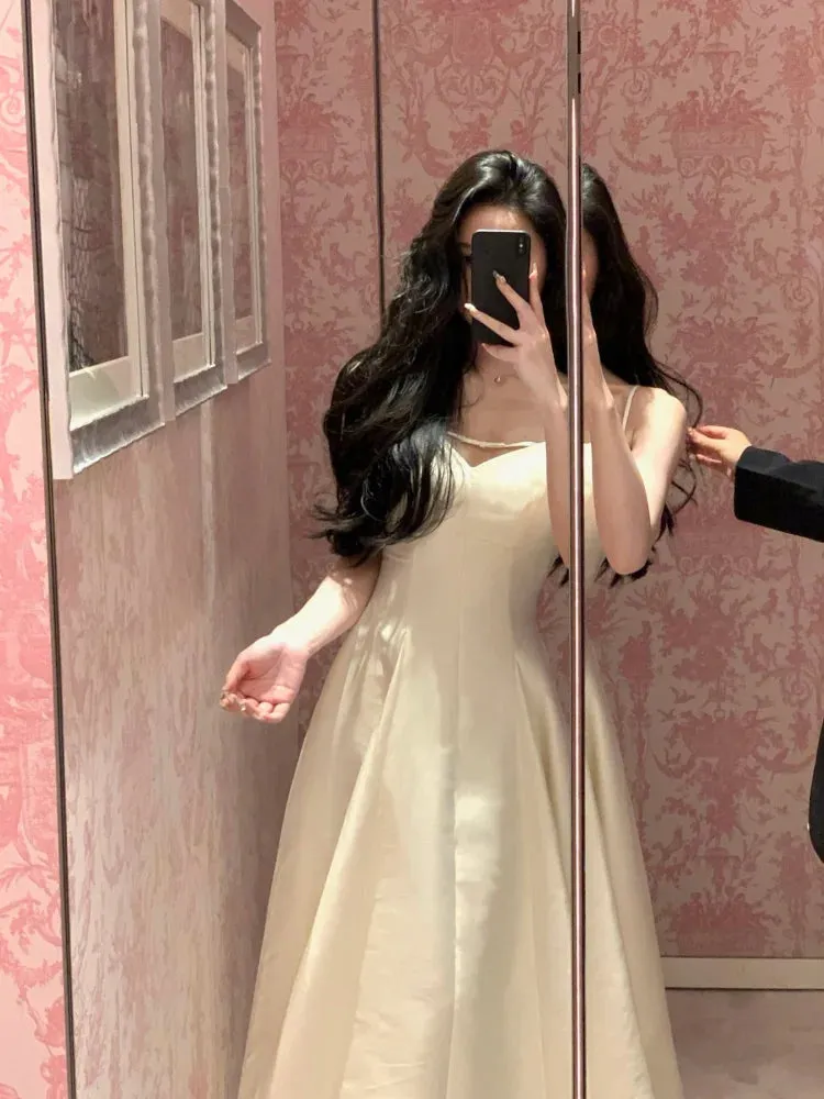 Joskaa Elegant Black Princess Big Hem Long Dresses for Women Summer New Korean Sleeveless A-line Evening Wedding Party Female Clothing