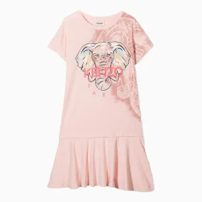 Kid's Elephant Logo Print Dress