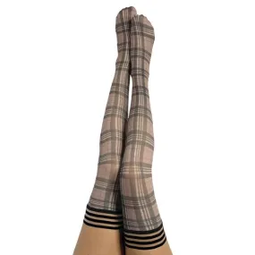 Kixies Lori Plaid Thigh Highs Tan/Black