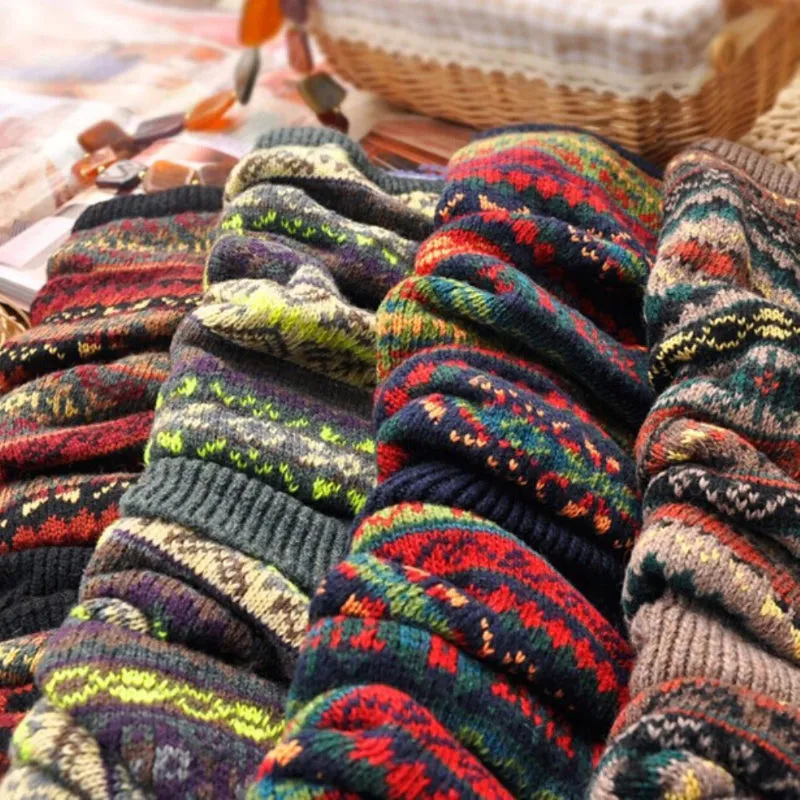 Knee High Bohemian Fashion Crochet Winter Long Leg Warmer Socks