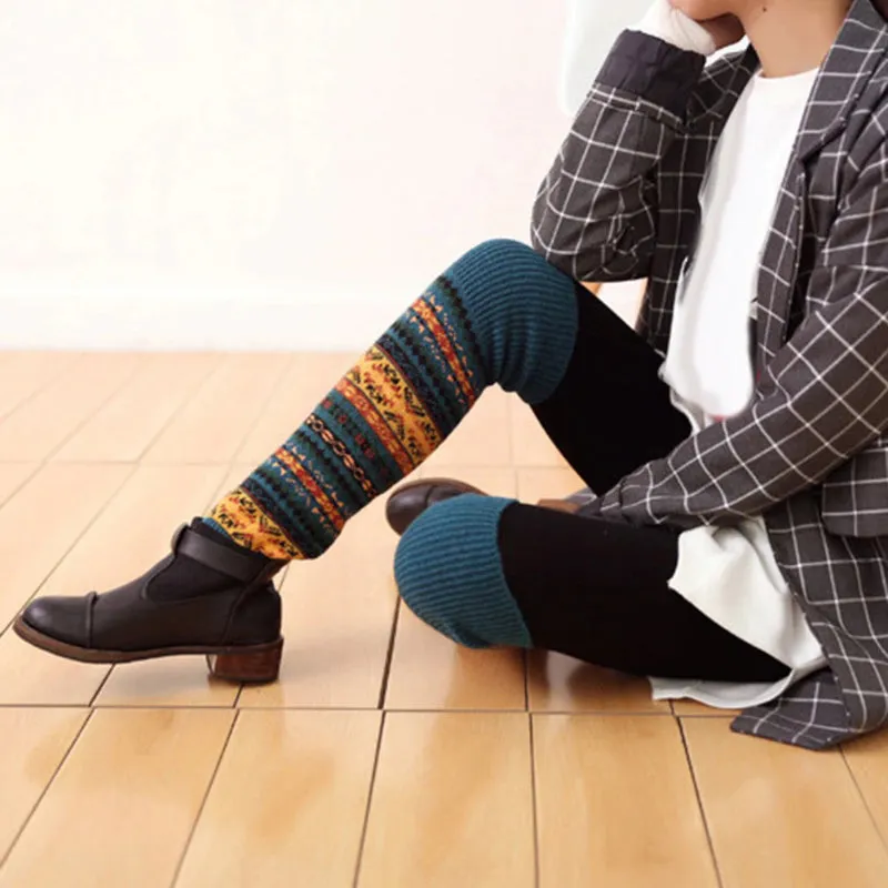 Knee High Bohemian Fashion Crochet Winter Long Leg Warmer Socks