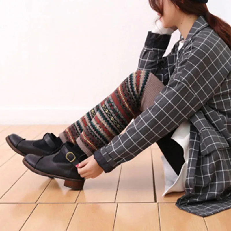 Knee High Bohemian Fashion Crochet Winter Long Leg Warmer Socks