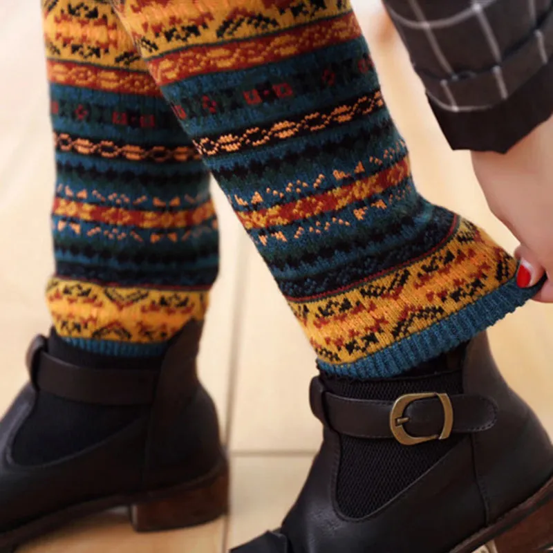 Knee High Bohemian Fashion Crochet Winter Long Leg Warmer Socks