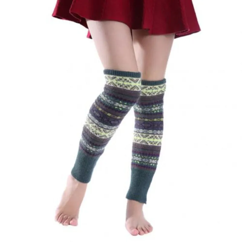 Knee High Bohemian Fashion Crochet Winter Long Leg Warmer Socks