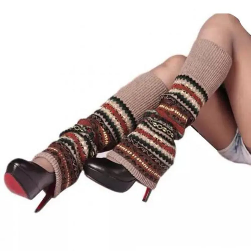 Knee High Bohemian Fashion Crochet Winter Long Leg Warmer Socks