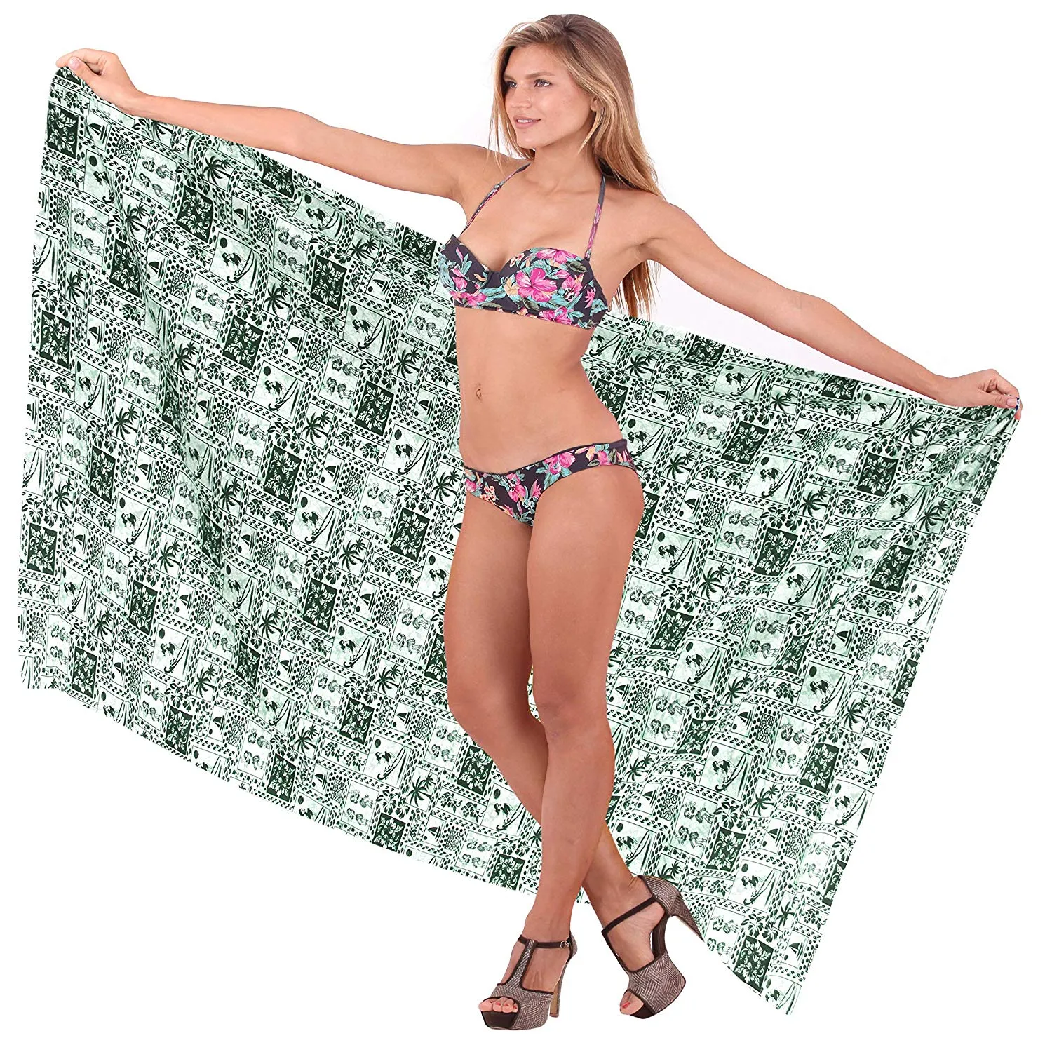 LA LEELA Women Beachwear Bikini Wrap Cover up Swimwear Bathing Suit 16 ONE Size